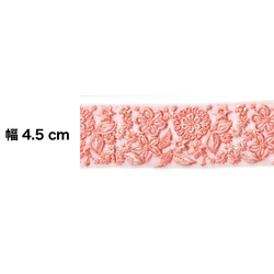 [ 477 ] ピンク 花柄 幅:4.5cm インド刺繍 リボン 2枚目の画像