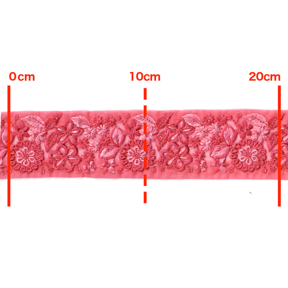[ 479 ] ピンク 花柄 幅:4.5cm インド刺繍 リボン 3枚目の画像