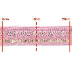 [ 487 ] 薄ピンク 花柄 幅:5cm インド刺繍 リボン 3枚目の画像
