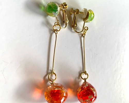 琉球ガラス入りレジンイヤリング イヤリング・ノンホールピアス