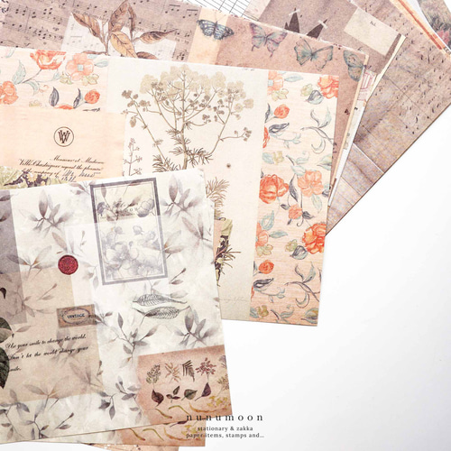 バラメモ デザインペーパー 大量 海外デザインペーパー 20枚 time trace [at631] その他雑貨