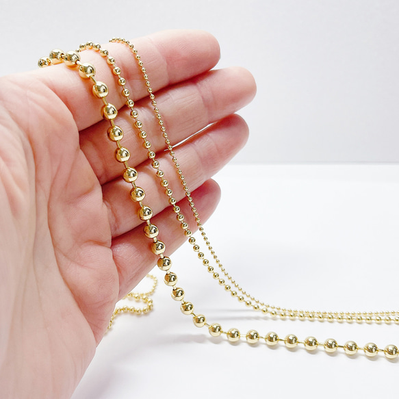 ucg46【2M】約1.5mm ボールチェーン 16KGP ゴールド 切り売り 真鍮チェーン 8枚目の画像