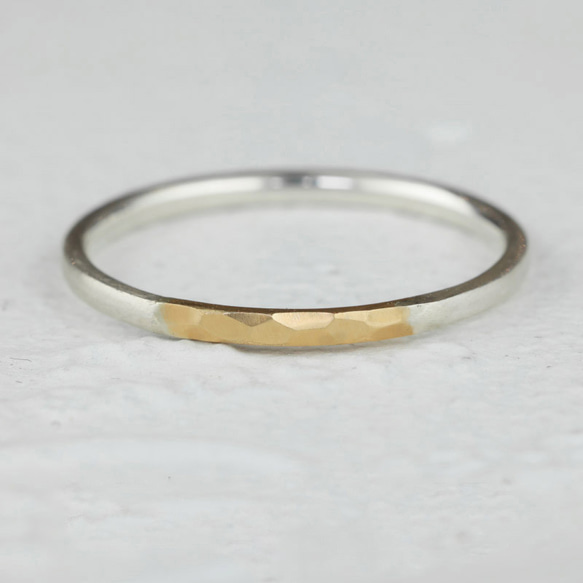 シルバーリング k18 K18 シルバーリング】librer バイカラーリング 1•5幅 普段使い 重ね