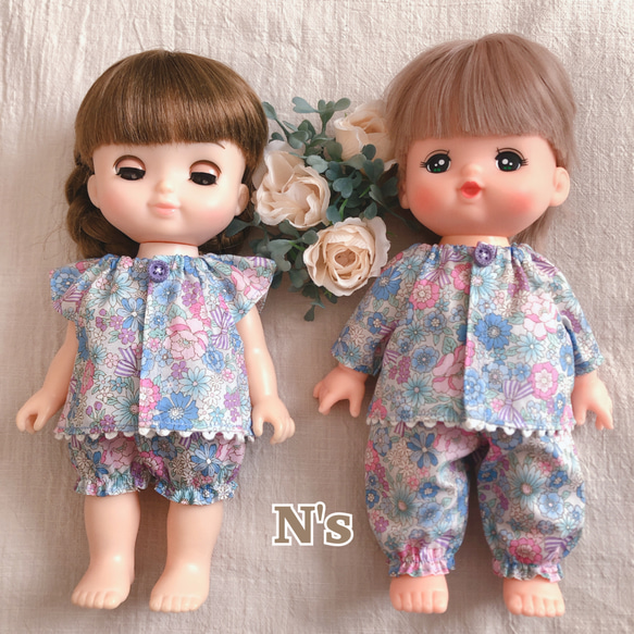 ハンドメイド　ソランちゃん　長袖　パジャマ　セット　小花柄 ハンドメイドソランちゃん長袖パジャマセット小花柄