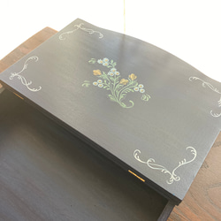 ［受注制作品］セクレタリーボックス　木製　ヨーロピアンペインティング　木箱　小物入れ　書類入れ　書類ケース　A4サイズ 8枚目の画像