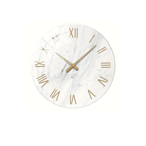 北欧 掛時計 12インチ ウォール時計 掛け時計 ガラス 壁時計 大理石 装飾 インテリア サイレント at-0275 1枚目の画像