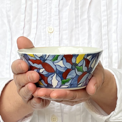 【京焼・清水焼】マグノリアの反り形小鉢～着彩木蓮シリーズ 2枚目の画像