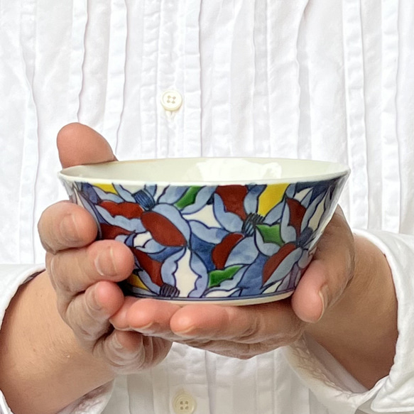【京焼・清水焼】マグノリアの反り形小鉢～着彩木蓮シリーズ 2枚目の画像