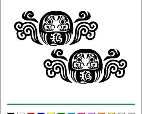 ダルマ♡手作り♡ タトゥー【達磨 ダルマトライバル】001ステッカーお得2枚セット小