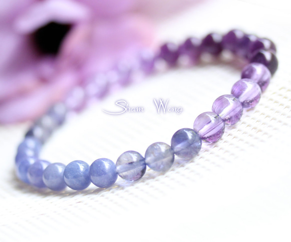 高品質タンザナイト&高品質虹入りアメジストエレスチャルブレスレット 高品質タンザナイト&高品質虹入りアメジストエレスチャルブレスレット