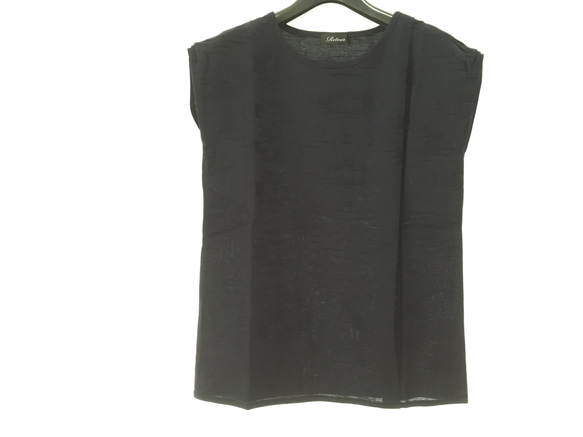 在庫処分セール！！￥12,500→￥1,100オルテガ柄ショルダータックNVRフレンチ袖 Ｕネック 1枚目の画像