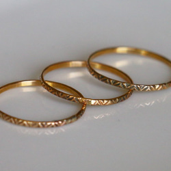 シンプル　３連　Brass　リング　指輪　１２号 3枚目の画像