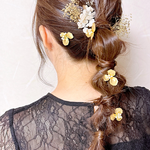 本物花 髪飾り オシャレ 上品 ヘアアレンジ アクセ 卒業 スーツ