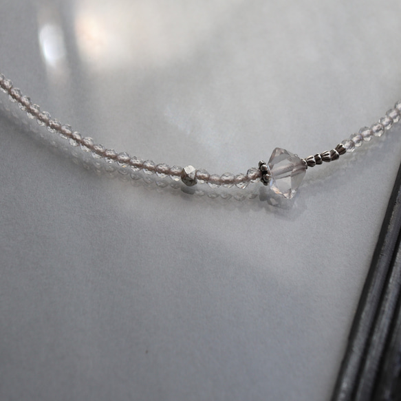 ハーキマーダイヤモンド × 水晶 × カレンシルバー　華奢でシンプルなブレスレット 6枚目の画像