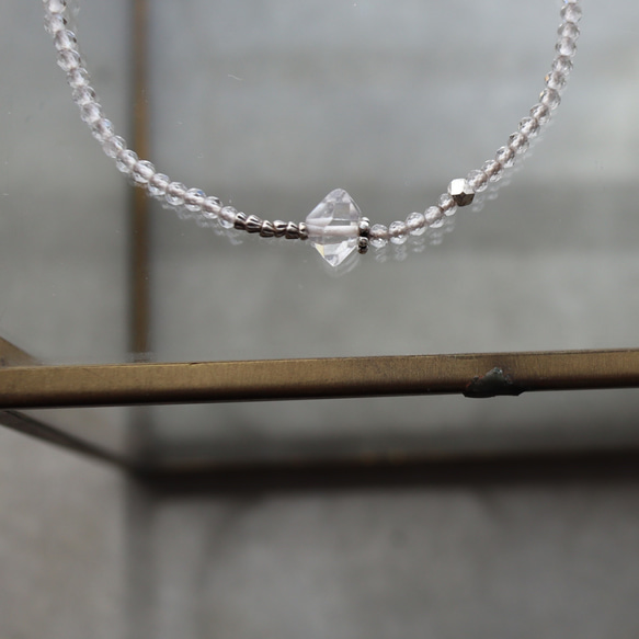 ハーキマーダイヤモンド × 水晶 × カレンシルバー　華奢でシンプルなブレスレット 2枚目の画像