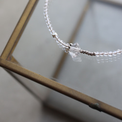 ハーキマーダイヤモンド × 水晶 × カレンシルバー　華奢でシンプルなブレスレット 4枚目の画像