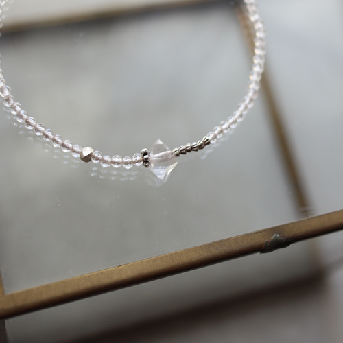 ハーキマーダイヤモンド × 水晶 × カレンシルバー 華奢でシンプルな 