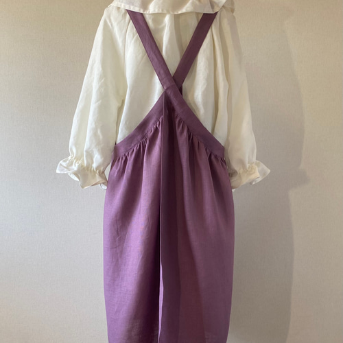 9色から☆リネン100%ワンピース感覚で被るだけダブリエエプロン