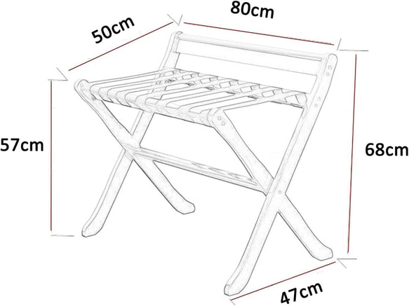 バゲージラック 荷物置き 木製 折り畳み ナチュラル コンパクト スーツケース バッグ 手荷物 収納 a-0288 3枚目の画像