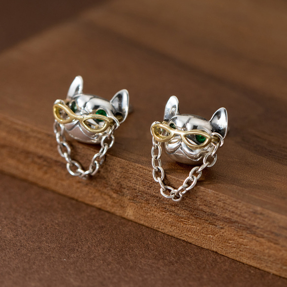 シルバー925 ユニクロ ネコ ピアス つけっぱなし 小さめ ピアス