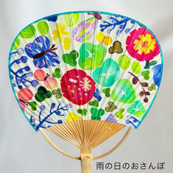 兩面都包有布料的扁平竹扇 第8張的照片