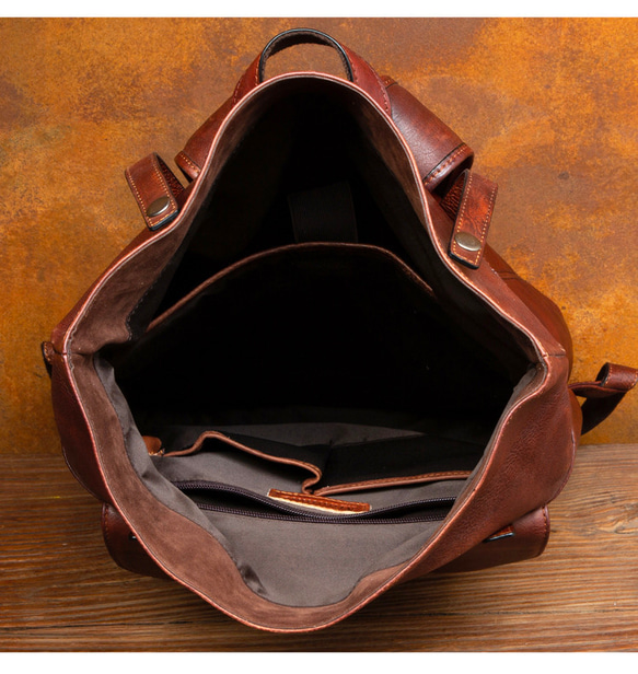 頑丈で厚い植物タンニン鞣し牛革リュック 大容量本革バックパッ 