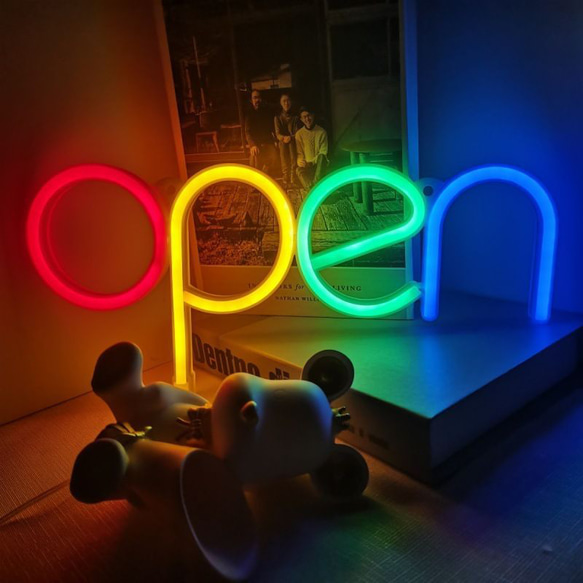 ネオンサイン 看板 open USB LED ライト 照明 ディスプレイ 壁掛け 店舗 インテリア at-0294 4枚目の画像