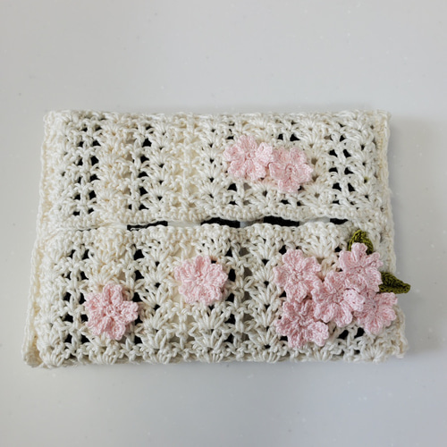 ミラクル様ポケットティッシュケースNo.541薄紫立体お花レース