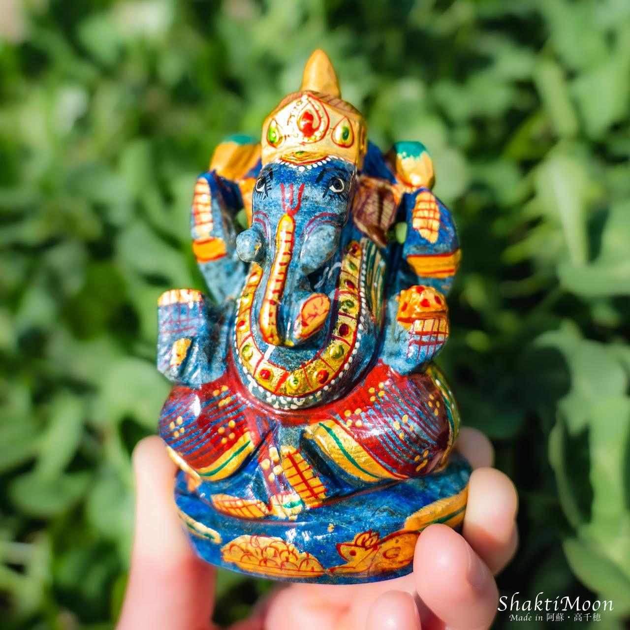 【1点もの！送料無料！ガネーシャ神像・ラピスラズリ11】天然石彫刻置物・スタチュー・インドの神様・商売繁盛・学問の神様