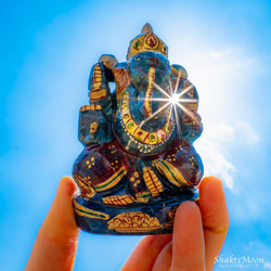 【1点もの！送料無料！ガネーシャ神像・ラピスラズリ11】天然石彫刻置物・スタチュー・インドの神様・商売繁盛・学問の神様 2枚目の画像