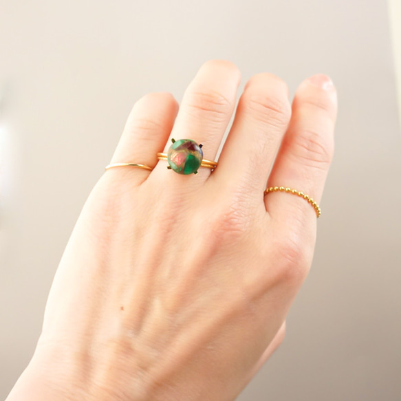 【アートなトルマリン C 】天然石 大粒 SILVER925 指輪 リング フリーサイズあり 緑 ピンク 青 10枚目の画像
