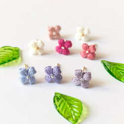 no.196 ハンドメイド✩.*引き揃え糸のくすみカラー上品イヤリング（ピアス） no.196 ハンドメイド✩.*引き揃え糸のくすみカラー上品イヤリング