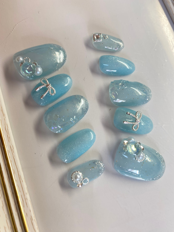 ちゅるん　シアーネイル　リボン　ネイルチップ　おなまえ ちゅるん シアーネイル リボン ネイルチップ おなまえ