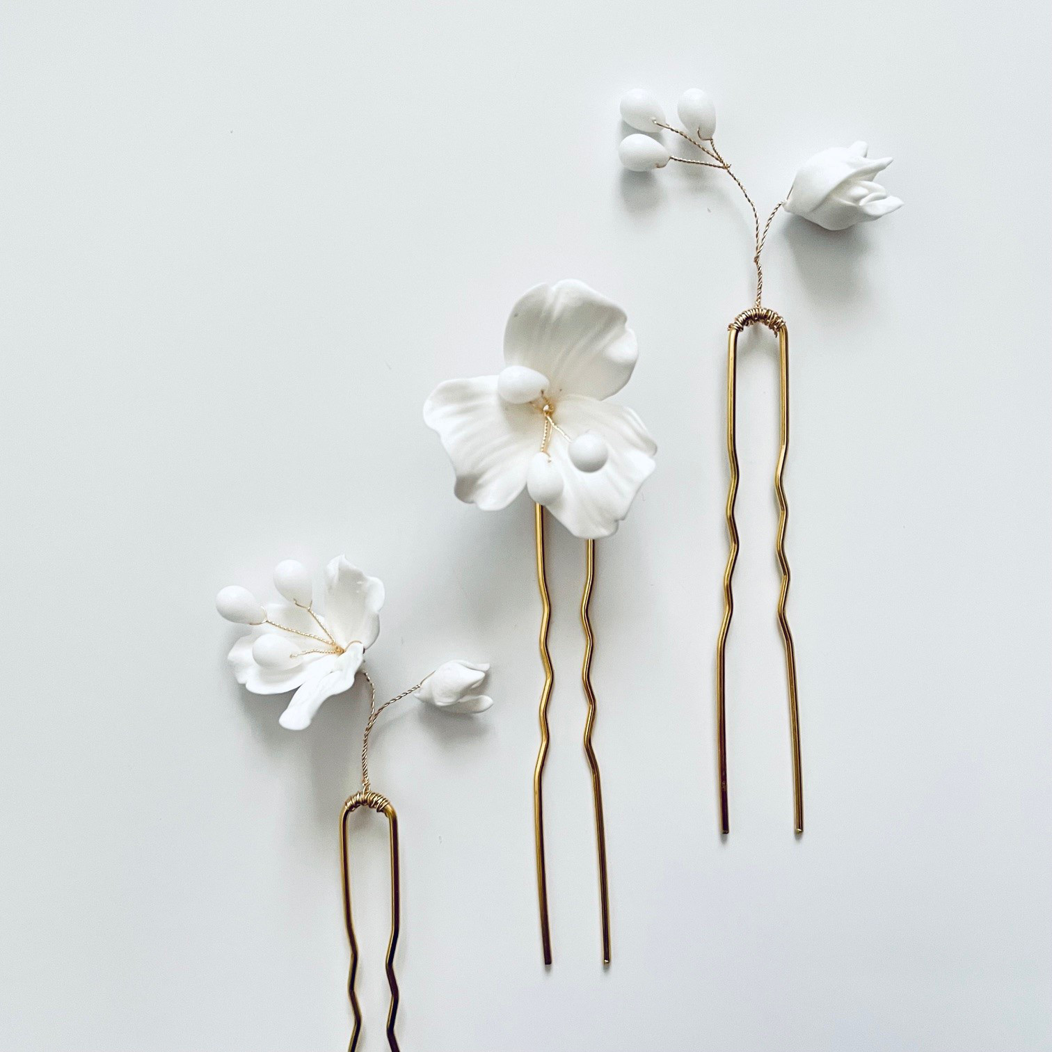 つぼみフラワーヘアピン3本セット