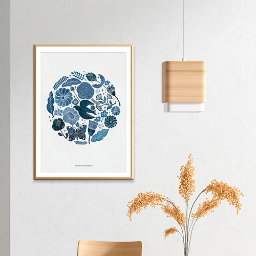 インディゴサークル（北欧柄）》インテリアポスター 25×25cm(29角・A4