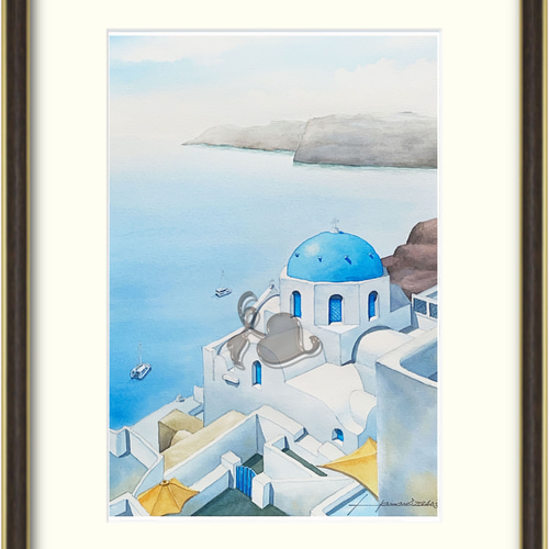 Amazon.co.jp: 絵画 ギリシャ サントリーニ島の風景インテリア
