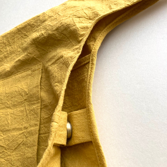 国産綿麻ワンハンドル斜めがけバッグ　ミモザ色 6枚目の画像