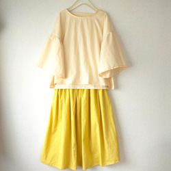 Spring cotton ギャザースカート ✨選べる35色✨ 人気ミモザイエロー made in japan 10枚目の画像