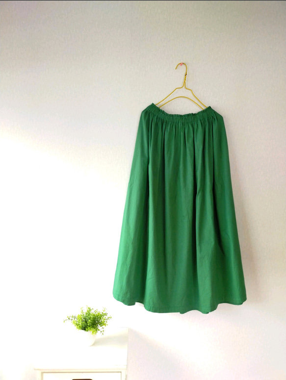 Spring cotton ギャザースカート ✨選べる35色✨ 人気ミモザイエロー made in japan 5枚目の画像