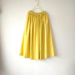 Spring cotton ギャザースカート ✨選べる35色✨ 人気ミモザイエロー made in japan 1枚目の画像