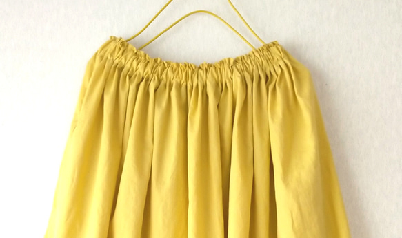 Spring cotton ギャザースカート ✨選べる35色✨ 人気ミモザイエロー made in japan 3枚目の画像