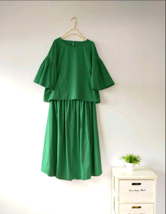 Spring cotton ギャザースカート ✨選べる35色✨ 人気ミモザイエロー made in japan 11枚目の画像