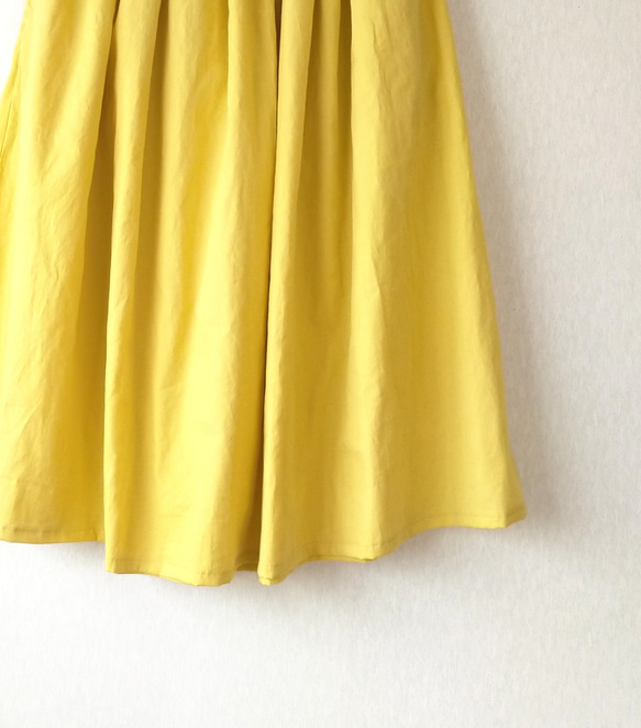 Spring cotton ギャザースカート ✨選べる35色✨ 人気ミモザイエロー made in japan 4枚目の画像