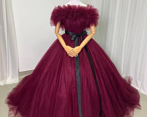 ハンドメイドFB14号シルクドレス、シルクベルベット、ボルドー ハンドメイドFB14号シルクドレス、シルクベルベット、ボルドー