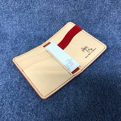 革　コンパクトでお洒落なカードケース　ミニ財布　AMAZZONIA/レッド 4枚目の画像