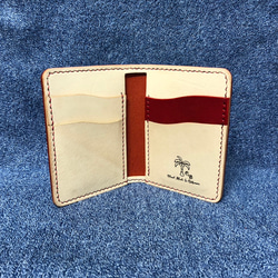 革　コンパクトでお洒落なカードケース　ミニ財布　AMAZZONIA/レッド 2枚目の画像