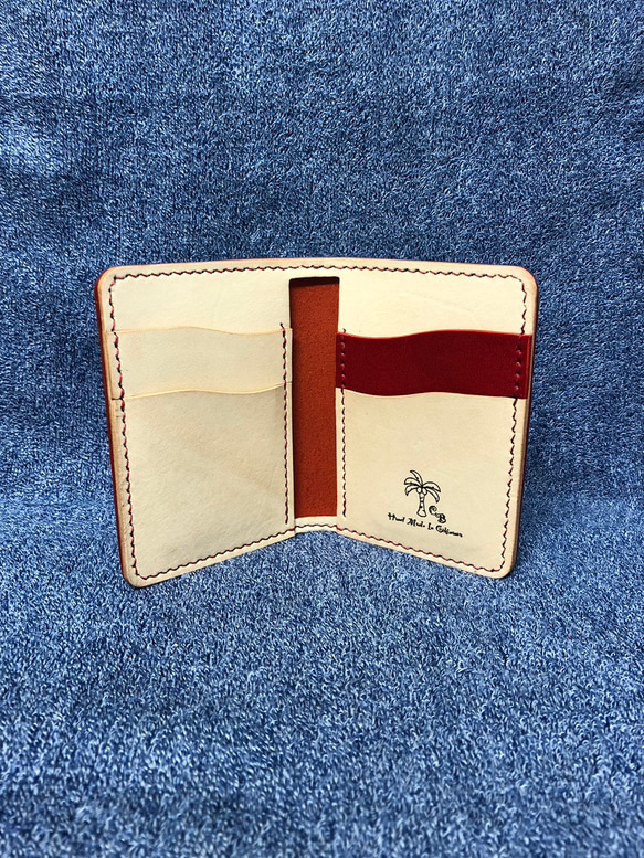 革　コンパクトでお洒落なカードケース　ミニ財布　AMAZZONIA/レッド 2枚目の画像