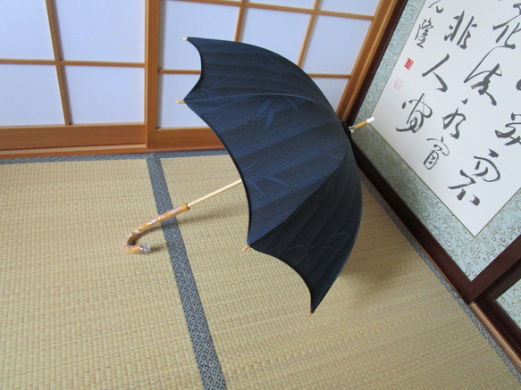 竹模様の着物から日傘（傘袋付き） 2枚目の画像