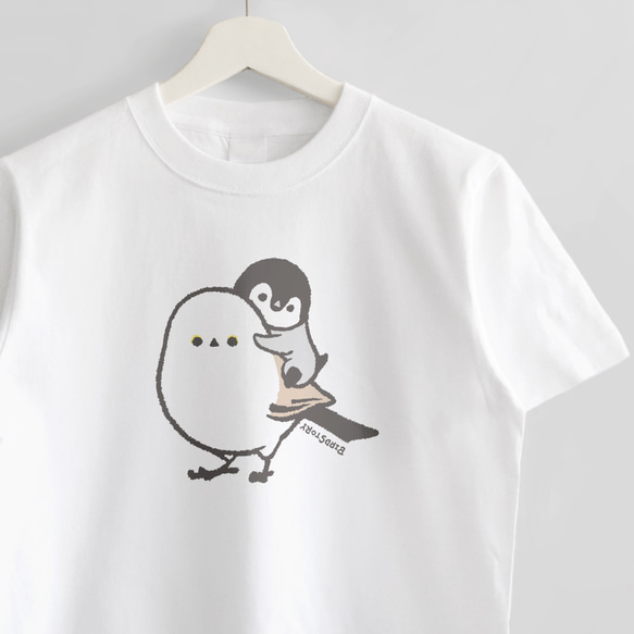 Tシャツ（PETIT BIRD / シマエナガ×ペンギン） 1枚目の画像