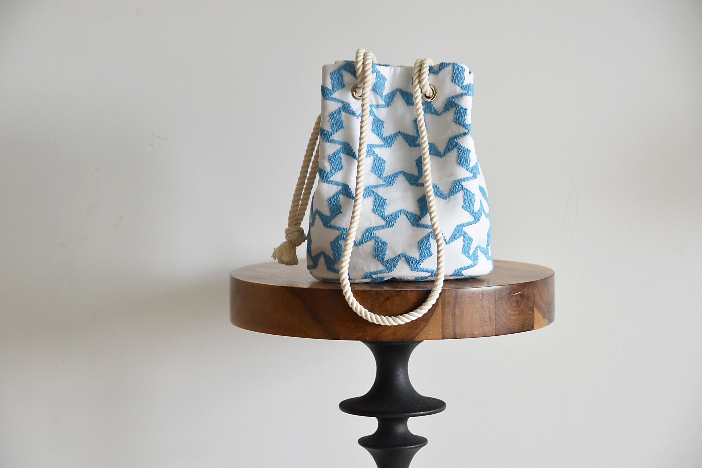 数量限定! オーガンジー スターポシェットマリンバッグ サックスブルー 浴衣にも◎　ミニショルダー